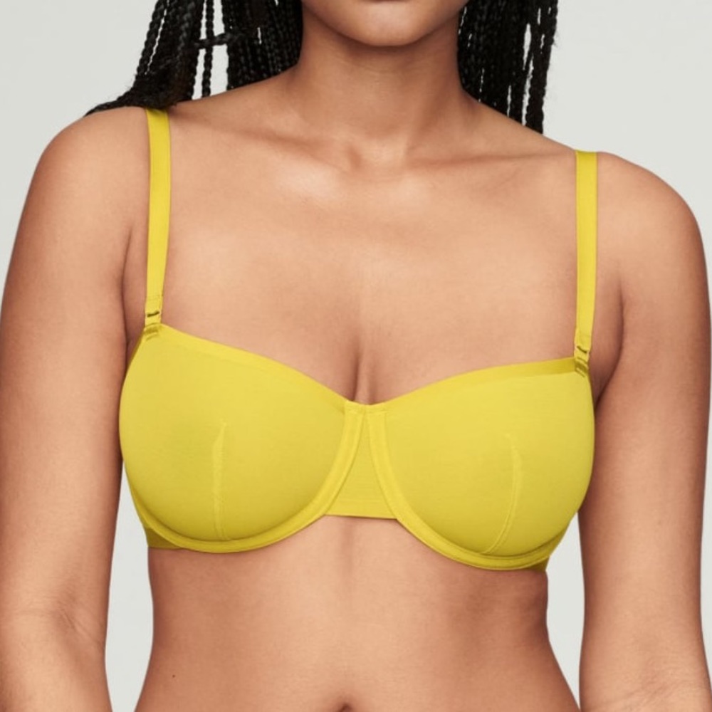 Cuup The Balconette in Sun Yellow Sheer Mesh Bra 32G LIKE NEW